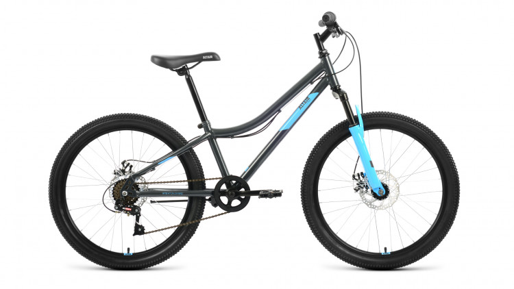 Велосипед ALTAIR MTB HT 24 2.0 D (24" 6 ск. рост. 12") 2022, темно-серый/голубой