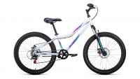 Велосипед FORWARD IRIS 24 2.0 disc (24" 6 ск. рост 12") 2020-2021, белый/розовый, RBKW17N46006